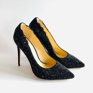 JL by Judith Leiber black caviar crystal leather High Heel Jasmine pumps US 9